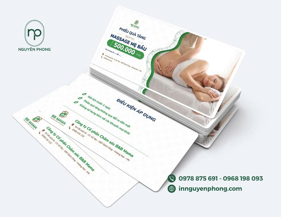 Voucher phiếu quà tặng liệu trình massage cho mẹ bầu 